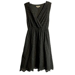 Le Ragazze Made in Italy Black Scalloped Eyelet Midi Dress Large Fully L…